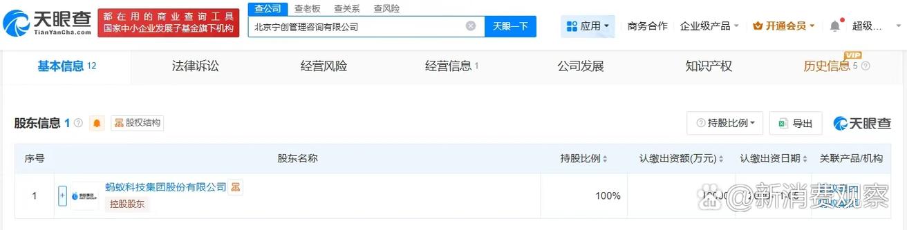 螞蟻集團斥資1億在京成立管理咨詢公司，數字戰略布局再落一子